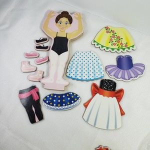 Melissa & Doug Balerina magnetic wooden doll dress up set 23 pieces no stand